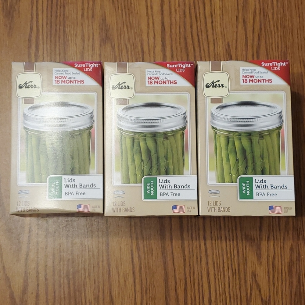 Kerr Wide Mouth Canning Lids and Bands 3 Boxes